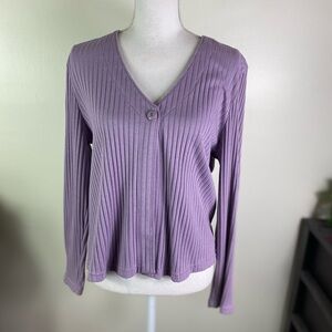 Weekenders women’s ribbed single button cropped cardi sweater Sz M lavender